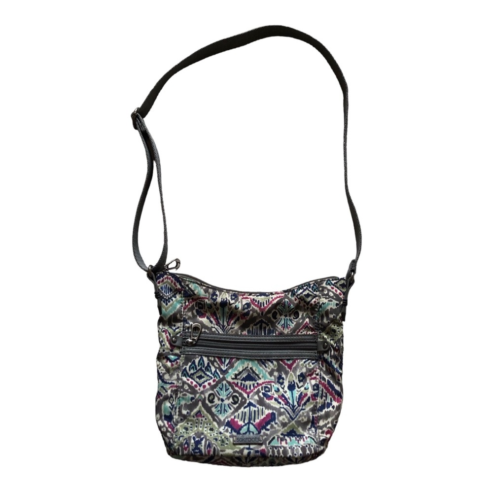 Sakroots Lucia Crossbody Travel Messenger Bag Purse Gray/Grey Multi Color